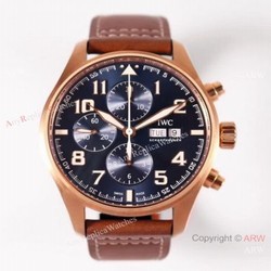 ZF Factory V2 IWC Pilots Chronograph IWC3777 Rose Gold Case Bucherer Blue Dial