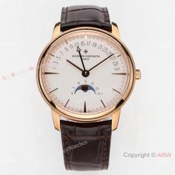 2021 New! Swiss Vacheron Constantin Patrimony Moon Phase and Retrograde Date Watch Rose GoldWhite