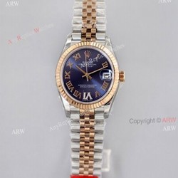 1:1 Best Rolex Datejust Blue Dial Fluted Bezel 31mm EW Factory Replica Watches