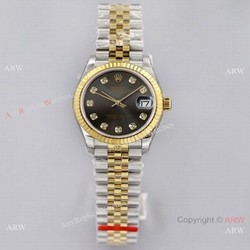 (EW)Swiss Clone Rolex Datejust 31 Jubilee Watch 2-Tone Rhodium grey Dial
