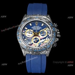 New! TW Factory Rolex Daytona Carbon Motley 7750 Chrongraph Watch Blue Oysterflex Strap