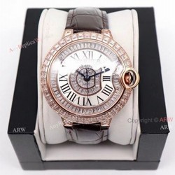 Best Replica 42mm Cartier Ballon Bleu Rose Gold Watch With Diamonds