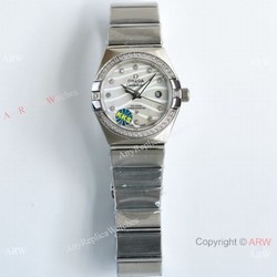 New! Swiss Quality Omega Double Eagle 27mm Lady Watch Diamond Bezel MOP Dial