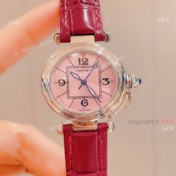 New Cartier Pasha WomenS Watch 35mm Pink Face High End Replica