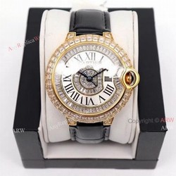 Replica Cartier Ballon Bleu 42mm Gold Watch With Diamonds