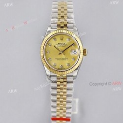 EW Factory Rolex Datejust 31mm Gold Dial With Diamond Markers Jubilee Watch Superclone