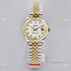 (EW)Swiss Clone Rolex Datejust 31 White Mop Dial Jubilee Watch 2-Tone Fluted Bezel