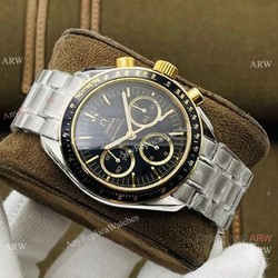 2021 New! TWS Swiss Omega Speedmaster 7750 Chronograph Watches BlackGold Bezel