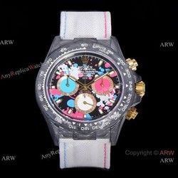 NEW! Super Clone Rolex DIW Daytona Carbon Motley Wrist Yellow Gold Crown TW Factory 7750