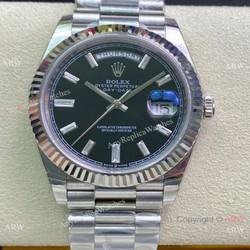 (EW)Rolex Day-Date 40mm 1:1 EWF V2 Swiss 3255 Copy Watch Diamond Markers Silver Presidential bracelet