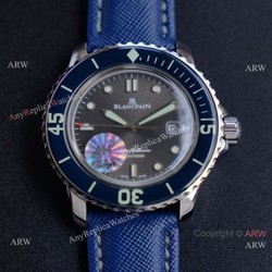 JH Replica Blancpain Fifty Fathoms Swiss Watch Blue Bezel Grey Dial 45mm