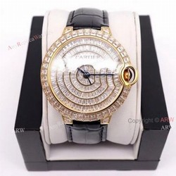 Gold Cartier Ballon Bleu 42mm Full Diamonds Knockoff Watch