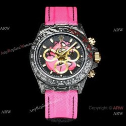 NEW! Super Clone TW Factory Rolex DIW Daytona 7750 Watch NTPT Carbon Pink Dial 40mm