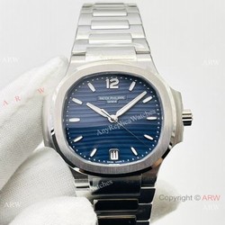 3K Factory 1:1 Best Patek Philippe Nautilus Ladies Cal.324 Watch Blue Face 34mm