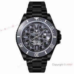 2021! Swiss Rplica Rolex Submariner Blaken Skull Cal.2824 DLC Steel Ceramic Bezel 40mm