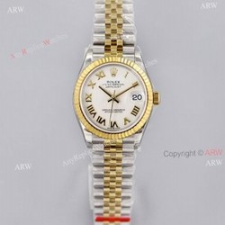 Superclone EW Factory Rolex Datejust 31 White Face Two Tone Jubilee Watch