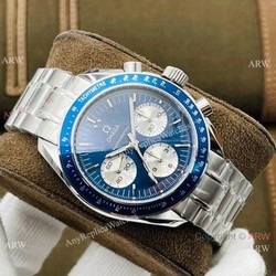 2021 New! Swiss Omega Speedmaster 7750 Watch Blue Bezel Stainless Steel