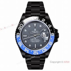 2021! Super Clone Rolex Blaken GMT-Master II Watch 40mm DLC Steel Batman Bezel