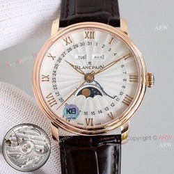 New Blancpain Villeret Moon Phase Watch 6654 Rose Gold Replica Watch V2 New Upgraded