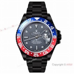 2021! Super Clone Rolex Blaken GMT-Master II Watch 40mm DLC Steel Pepsi Ceramic Bezel