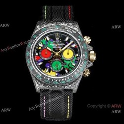 NEW! TW Factory Rolex Daytona DIW Motley Watch NTPT Carbon Black Fabric Leather Strap
