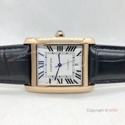 Clone Cartier Tank Automatic Rose Gold White Dial Watch Men
