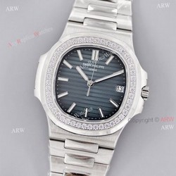 3K Factory Patek Philippe Nautilus 5713 Dark Blue Face With Diamonds Watch Replica