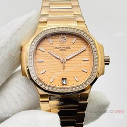 3K Factory 1:1 Best Patek Philippe Nautilus Ladies Cal.324 Watch All Gold 34mm