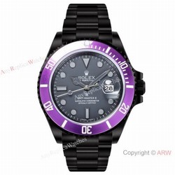 2021! Super Clone Rolex Blaken GMT-Master II Watch Cal.2824 DLC Steel Purple Bezel