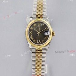 (EWF) 1:1 Rolex Two Tone Datejust 31 Grey Face Jubilee Watch High End Replica
