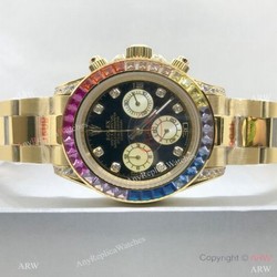 Yellow Gold Rolex Daytona Rainbow Replica Watch 40mm for Men