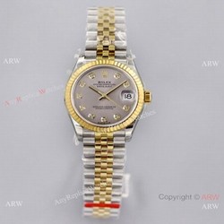 (EW)Swiss Clone Rolex Datejust 31mm Jubilee Watch 2-Tone Gray Dial with Diamonds