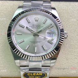 NEW Clean Factory Rolex Datejust 41 Swiss 3235 904L Silver Face Oyster Strap 1-1 best edition Clean Rolex Watch