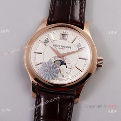 GR factory Patek Philippe Complications Moon phase 5205g Watch GRF V2 Version Rose Gold White