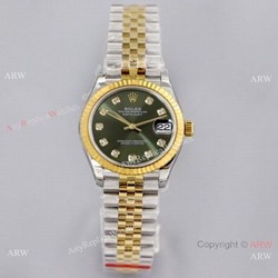 (EW)Swiss Clone Rolex Datejust 31mm Olive Green Jubilee Watch 2-Tone Case