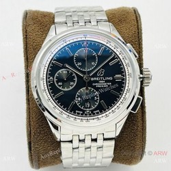 G8 Factory Breitling Premier B01 Chronograph 42 Watch A7750 Black Face 316L Steel