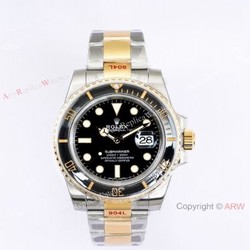 (EW)Rolex Submariner EW Factory v2 904L Two Tone Black Dial Watch 116613ln 40mm