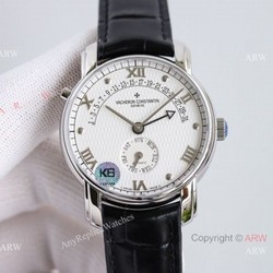 Swiss Copy Vacheron Constantin Malte Patrimony 31-Day Retrograde 47245 watch White Dial Leather Strap