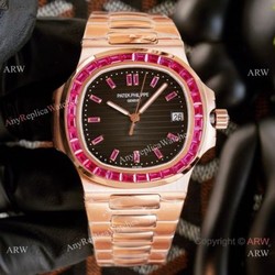 New! Swiss Copy Patek Philippe Nautilus Limited New 5711 Watch Cal.324 Pink Diamond Black Texture Dial