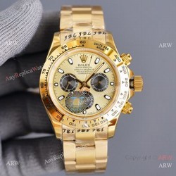 New 2021! Swiss Replica Rolex Daytona 40 Watch Yellow Gold Case