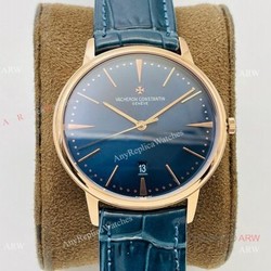 2021 New! MK Factory V4 Vacheron Constantin Patrimony 40mm Watch Rose Gold Blue Dial
