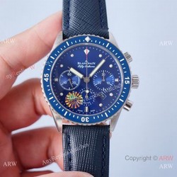 2021 Swiss Copy Blancpain Bathyscaphe Chronographe Flyback Watch Silver and Blue