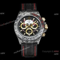 NEW! TW Super Clone Rolex DIW NTPT Carbon Daytona Watch 7750 Chronograph Gold Subdials