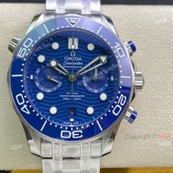 New OM Factory Copy Omega Seamaster 300 Diver Blue Waves Face With Ss Bracelet 44mm