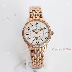 Jaeger-Lecoultre Rendez-Vous Night  Day White Face with Black Arabic Markers Rose Gold Watch Replica