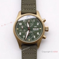 ZF Factory IWC Pilots 7750 Chronograph Spitfire Bronze  Military Green Watch