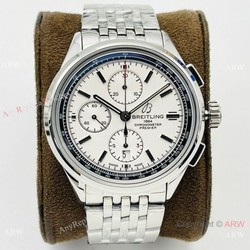 G8 Factory Breitling Premier B01 Chronograph 42mm Watch A7750 White Face 316L Steel