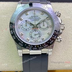 Swiss Grade Rolex Daytona A7750 Watch White MOP Dial Oysterflex Rubber