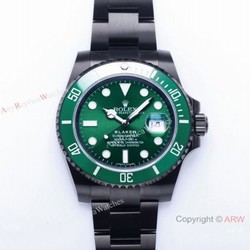 V9 Factory 1:1 Rolex Blaken Hulk Submariner Watch Cal.2824 Green Dial PVD Black Case