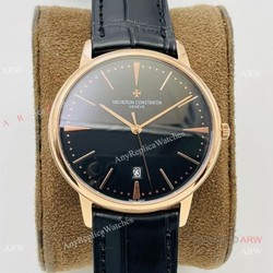 2021 New! MK Factory V4 Vacheron Constantin Patrimony Replica Watch Rose Gold Black Dial 40mm